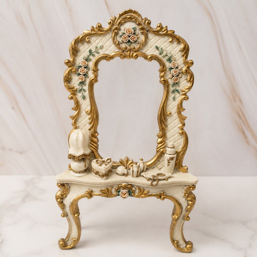 Vintage Vanity Picture Frame with Mini Lamp & Perfume – 3x5 - Picture 2 of 10